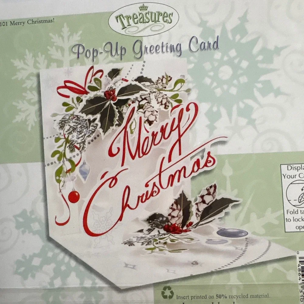 2 Treasures Christmas Pop-Up Greeting Cards‎ Festive Holiday Card Set Reindeer